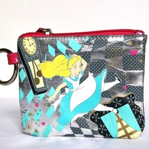 Disney Loungefly Alice In Wonderland Small Zippered Pouch Faux Leather Wallet